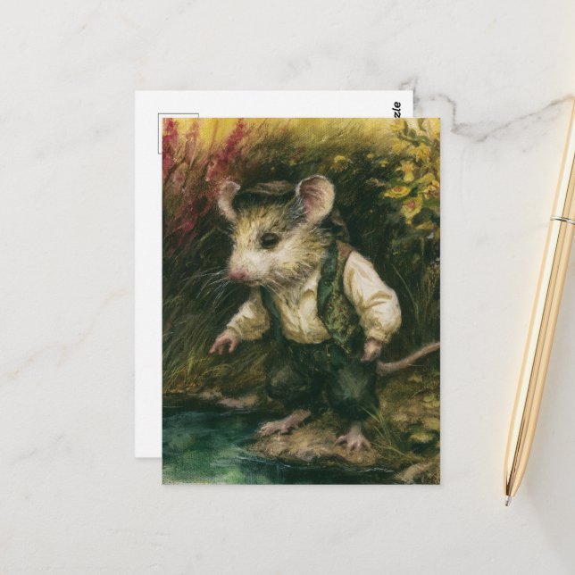 A beautiful mouse in human clothing postcard (Front/Back In Situ)