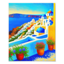 A beautiful Painting Of Santorini Island