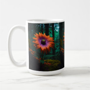 A beautiful purple flower in a dark forest in Mug