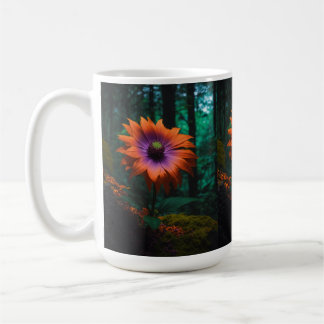 A beautiful purple flower in a dark forest in Mug