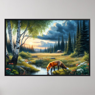 A Beautiful Red Fox Resting Poster