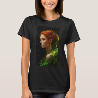 A beautiful red head woman with green eyes facing T-Shirt