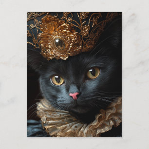 A Beautiful Royal Black Cat Postcard