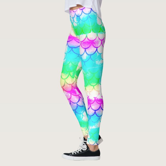 A beautiful spectrum of mermaid colours leggings (Left)