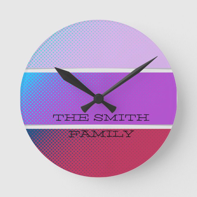 A beautiful spectrum of purple colours  round clock (Front)