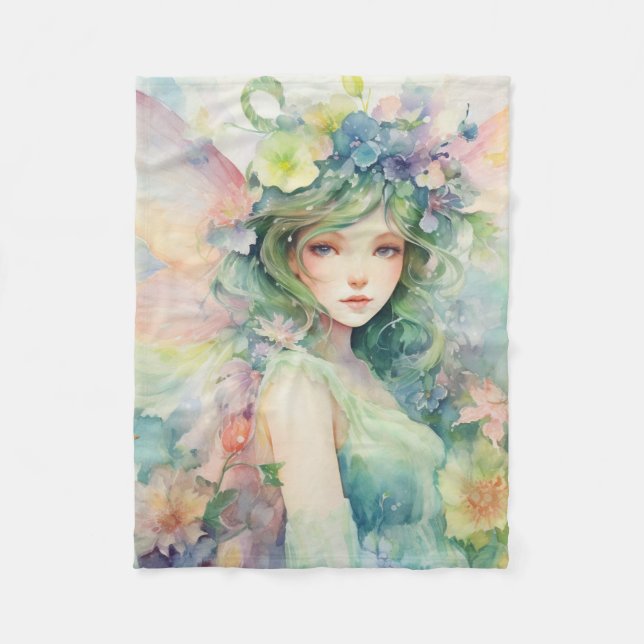 A Beautiful Spring Fairy Fleece Blanket (Front)