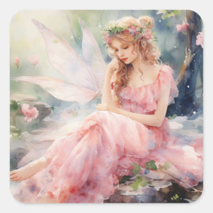 A Beautiful Spring Fairy Square Sticker