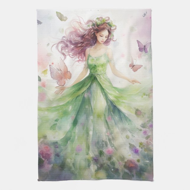 A Beautiful Spring Fairy Tea Towel (Vertical)