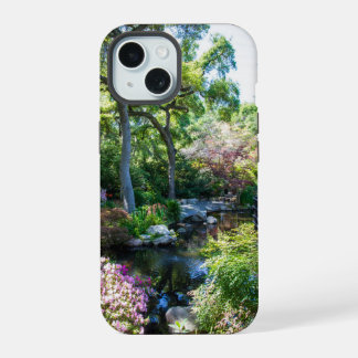 a beautiful spring landscape in a Japanese Garden iPhone 15 Case