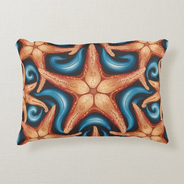 A beautiful starfish on blue decorative cushion (Front)