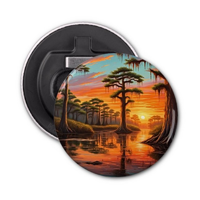 A beautiful sunset down on the Bayou Bottle Opener (Front)