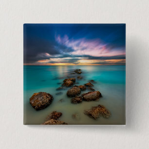 A Beautiful Sunset Over Grace Bay Turks & Caicos 15 Cm Square Badge
