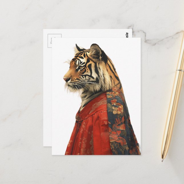 A Beautiful Tiger in a Robe Postcard (Front/Back In Situ)