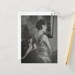 A Beautiful Woman in 1930 Black and White Postcard