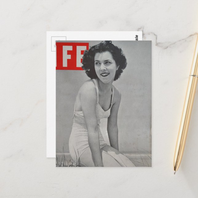 A Beautiful Woman in 1939 on the beach Postcard (Front/Back In Situ)