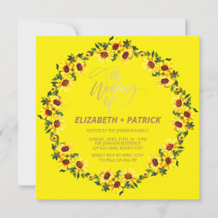 A beautiful wreath of sunflowers, invitation