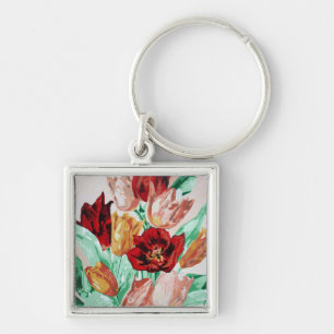A Beautifully Bold Floral Bouquet of Tulips Key Ring