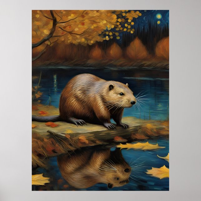 A Beaver by Van Gogh Poster (Front)