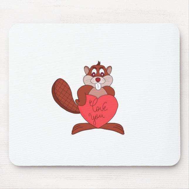 A Beaver in Love Mouse Pad (Front)