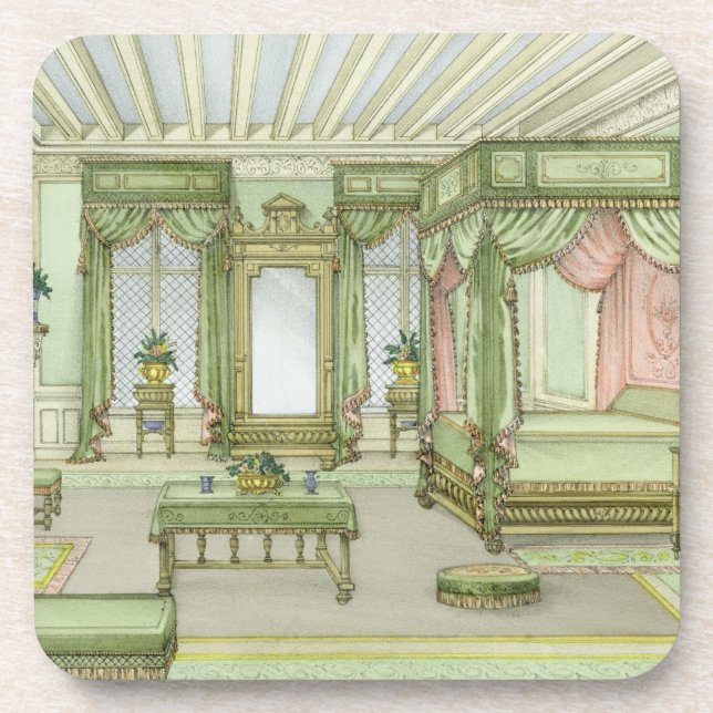 A Bedroom interior in Henri II style (colour litho Coaster (Front)