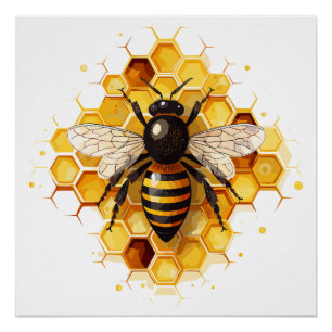 A Bee design glossy poster