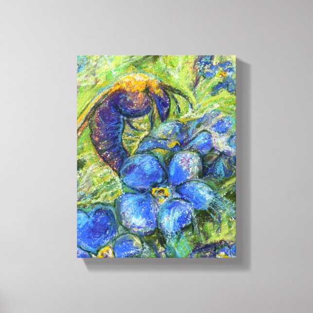 A Bee & Forget-me-not Flowers Canvas Print (Front)