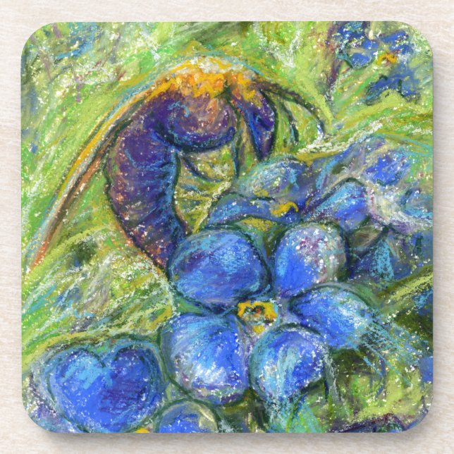A Bee & Forget-me-not Flowers Coaster (Front)