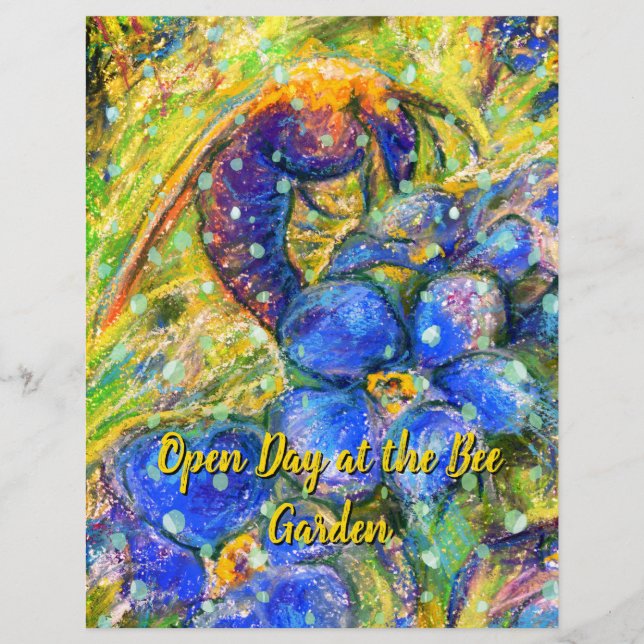 A Bee & Forget-me-not Flowers in the Garden (Front)