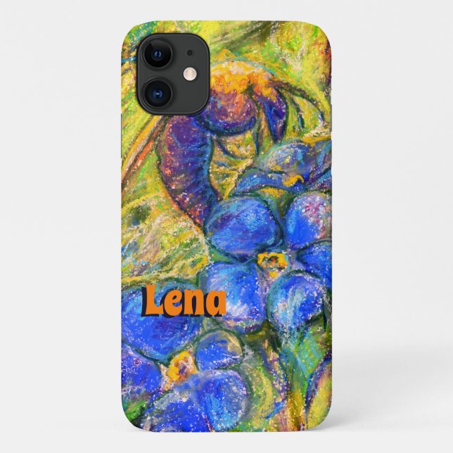 A Bee & Forget-me-not Flowers & Name Case-Mate iPhone Case (Back)