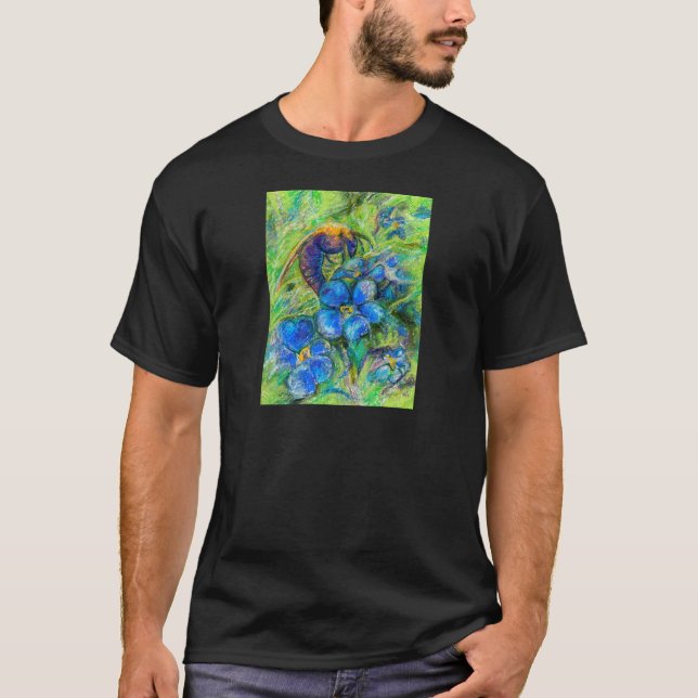 A Bee & Forget-me-not Flowers T-Shirt (Front)