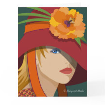 A Bee in Her Bonnet Folded Note Card or Invitation