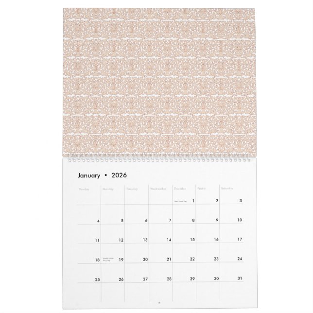 a beige and white chequered pattern on a white bac calendar (Jan 2026)
