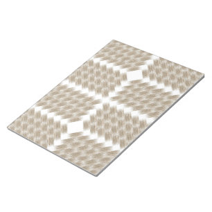 a beige and white chequered pattern on a white notepad