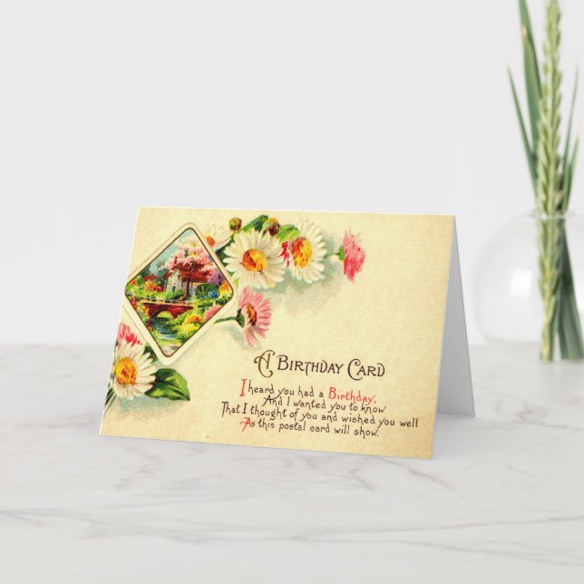 A Belated Birthday Wish 1910 Vintage Card (Front)