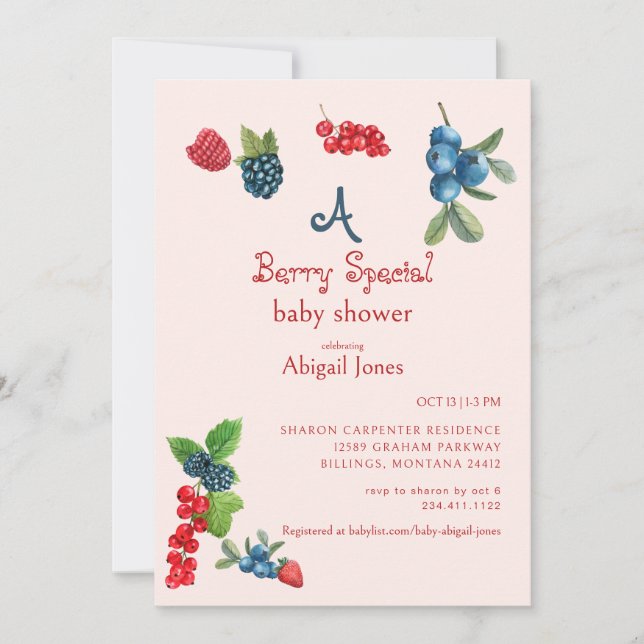 A Berry Special Blush  Baby Shower  Invitation (Front)