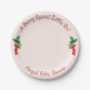 A Berry Special Little Girl Blush Baby Shower  Paper Plate