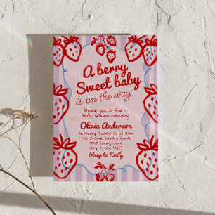 A berry Sweet Baby Hand Drawn Written Baby Shower Invitation