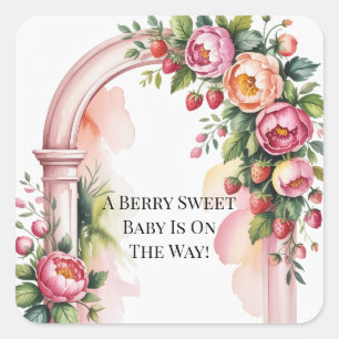 A Berry Sweet Baby Is On The Way Baby Shower Square Sticker