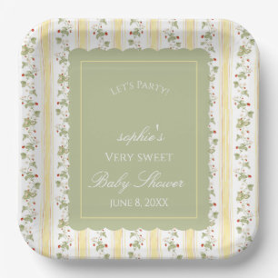 A berry sweet baby is on the way square paper plate