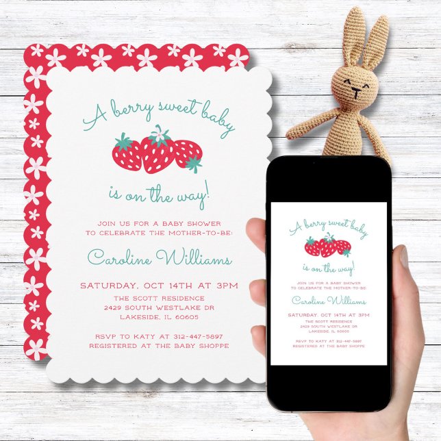 A Berry Sweet Baby is on the Way Strawberry Girl Invitation (Creator Uploaded)
