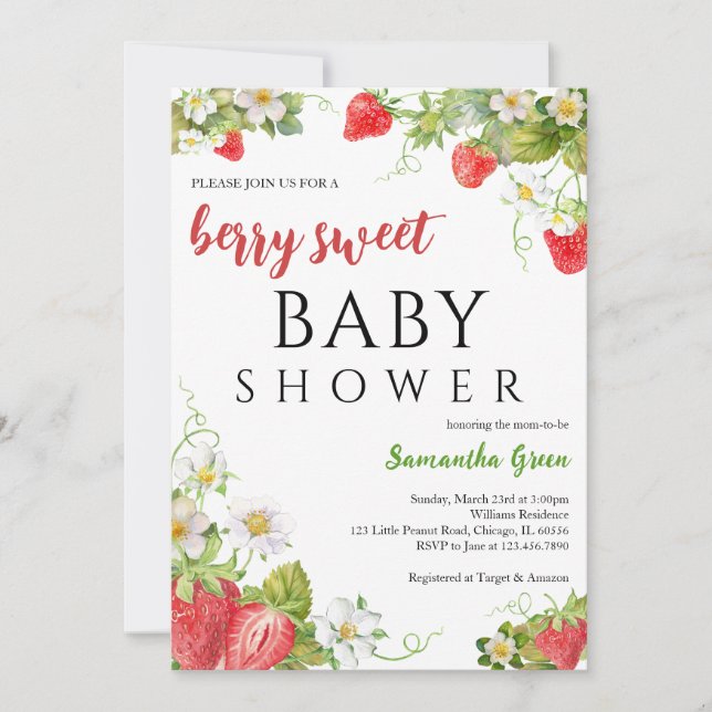 A Berry Sweet Baby Shower Invitation (Front)