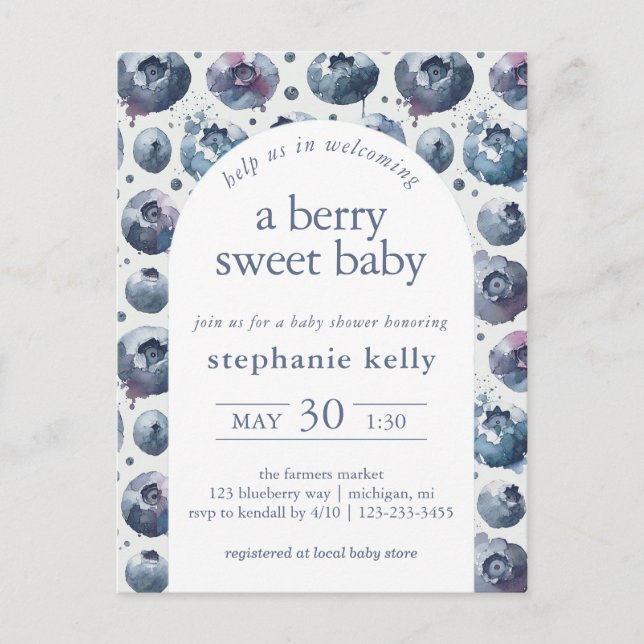 A Berry Sweet Baby Shower Postcard (Front)