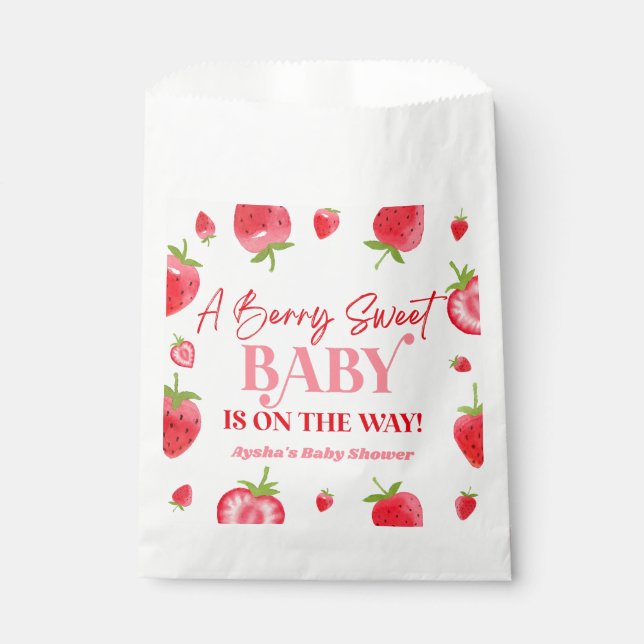 A Berry Sweet Baby Strawberry Baby Shower Favour Bags (Front)