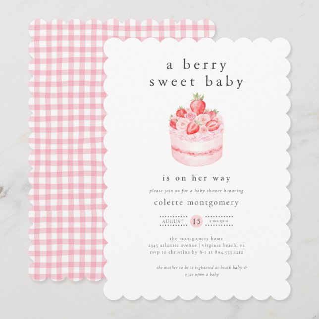A Berry Sweet Baby Strawberry Baby Shower  Invitation (Front/Back)