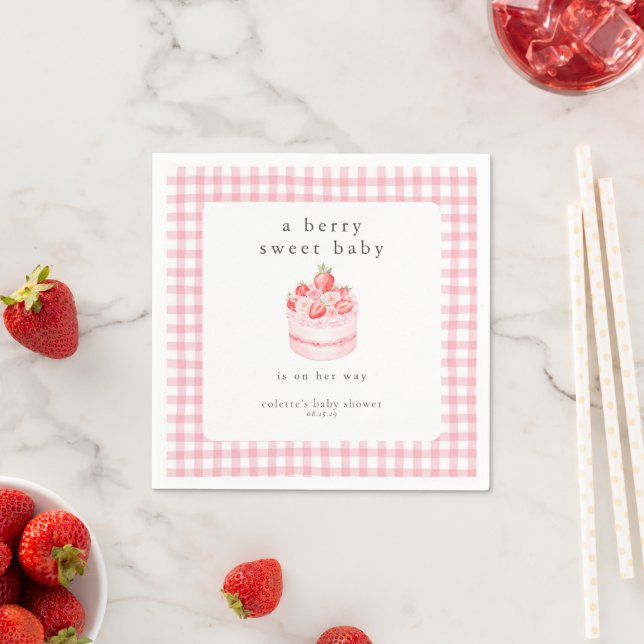 A Berry Sweet Baby Strawberry Baby Shower  Napkin (Insitu)