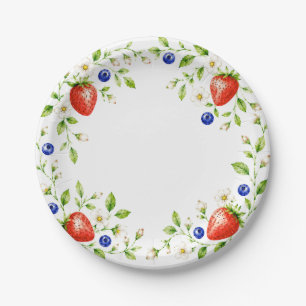 A Berry Sweet Baby Strawberry Blueberry Paper Plate