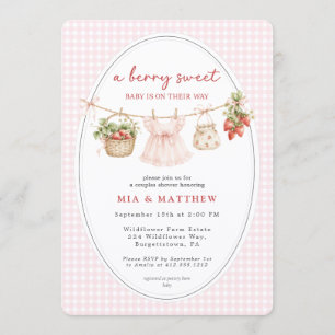 A Berry Sweet Baby Strawberry Couples Baby Shower Invitation
