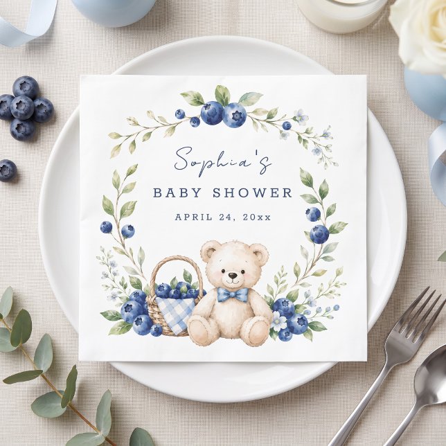 A Berry Sweet Blueberry Cute Custom Napkin (A Berry Sweet Blueberry Cute Custom Napkins)