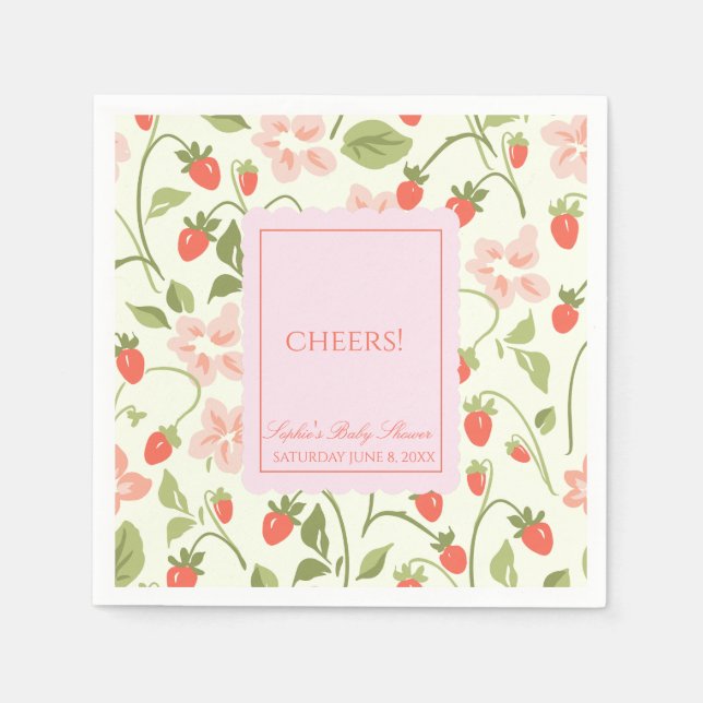 A berry sweet girl is on the way Baby Shower Napkin (Front)