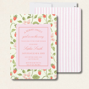 A berry sweet girl is on the way strawberry invitation